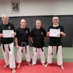 Cours de Karaté Défense du 18 mars 2024, avec remise du diplôme de Ceinture Noire obtenue en décembre pour Gérard et Fabrice.